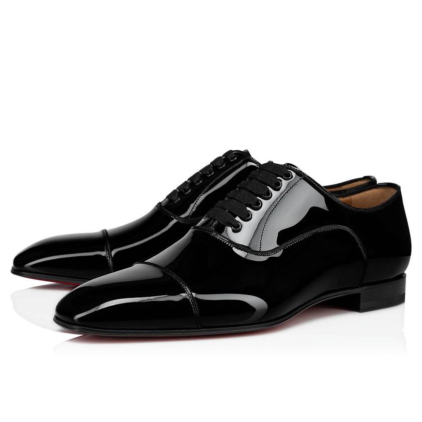 Men's Christian Louboutin Greggo Patent Leather Dress Shoes - Black [3065-479]